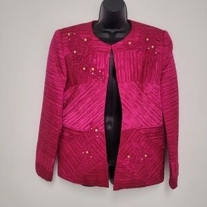 Moshita Couture Fuchsia Pink Bedazzled Western Rodeo Blouse sz 12